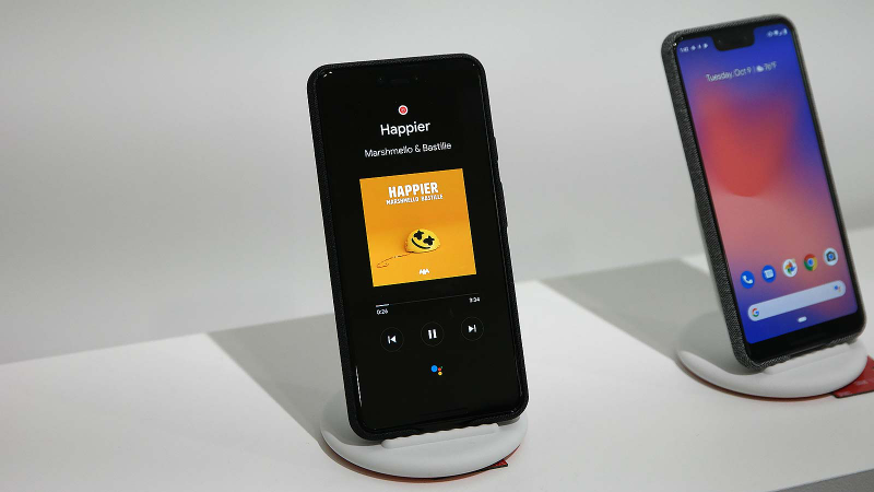 When placed on a Pixel Stand, the Pixel 3 has customized screens for controlling music, viewing photos, and more